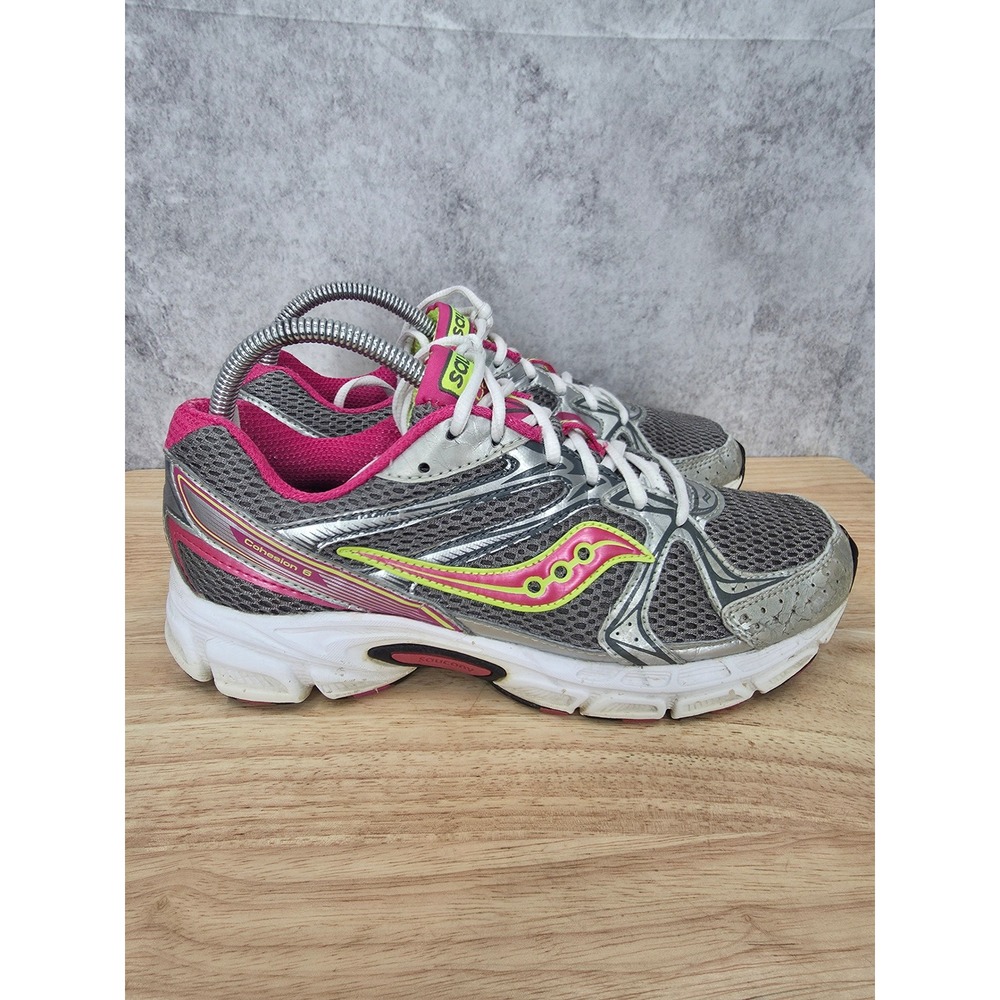 Saucony Cohesion 6 Running Shoes Womens 9 Grey Pink Sneakers Trainer 15166-3DE
